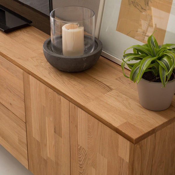 NordicStory TV-meubel massief eikenhout Scandinavisch industrieel design 
