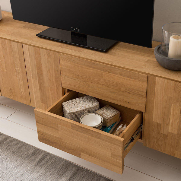 NordicStory TV-meubel massief eikenhout Scandinavisch industrieel design 