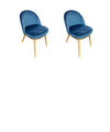 NordicStory Set van 2 of 4 heldere eetkamerstoelen, massief eiken frame, bekleding in blauw Monako