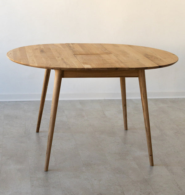 NordicStory Ronde uitschuifbare eettafel in massief eiken Escandi 3 100-130 x 100 x 75 cm.  Media 1 van 20