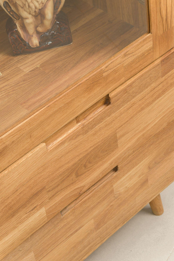 NordicStory Nordic Oak Solid Wood Glass Display Cabinet Nordic Retro 