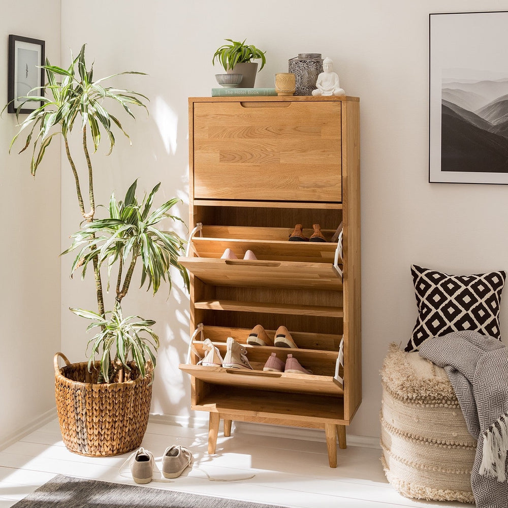 NordicStory Massief eiken schoenenrek Scandinavische nordic schoenenkast 