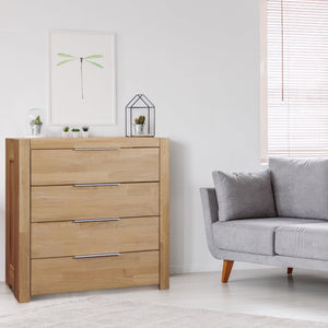  Commode met 4 laden in Scandinavische stijl, massief eikenhout 