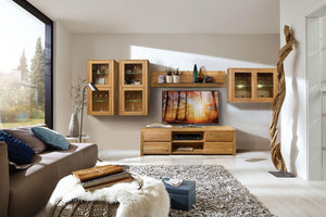 NordicStory massief houten eiken wandkast met Scandinavische glasopslag 