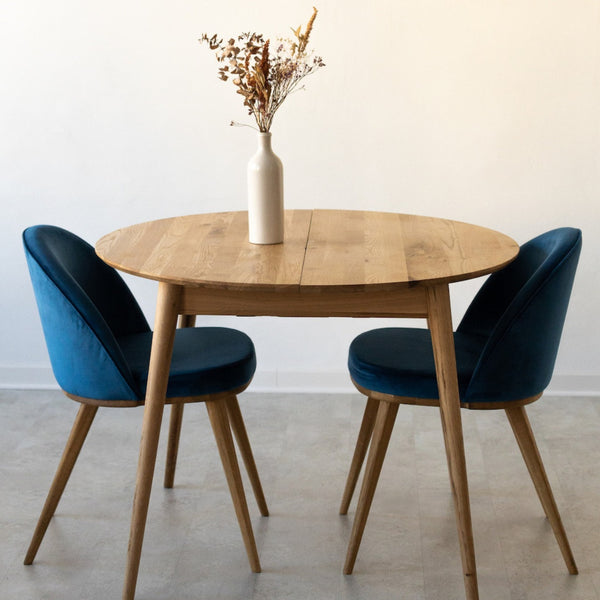  NordicStory Uitschuifbare ronde eettafel in massief eikenhout