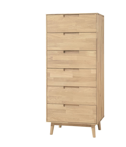 Eikenhouten hoge ladekast Escandi 6 NordicStory RobleStore